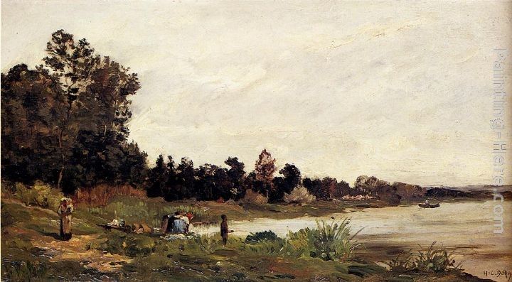 Hippolyte Camille Delpy Washerwomen In A River Landscape